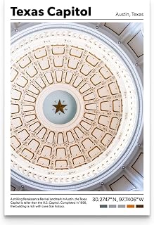 Texas State Capitol Dome Art Print, Austin Landmark Photography, Renaissance Revival Architecture Wall Decor