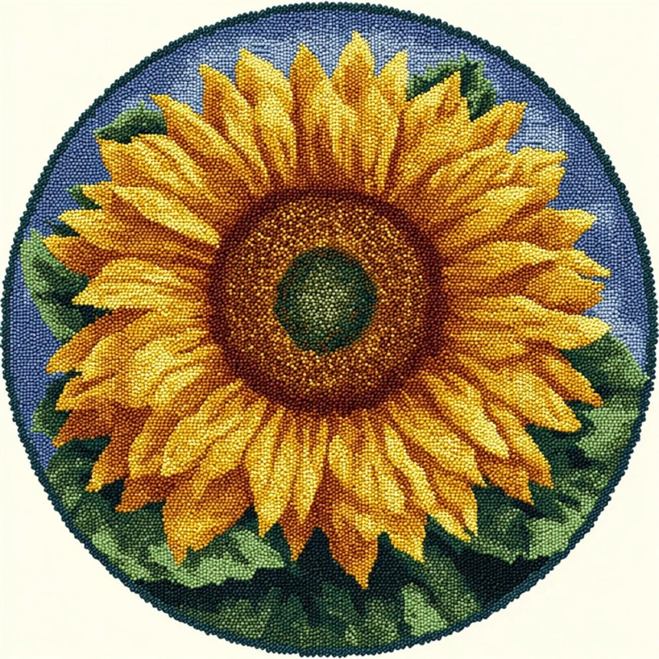 Kitquiver Rug Making Kit for Adults Cartoon Sunflower 100x100cm