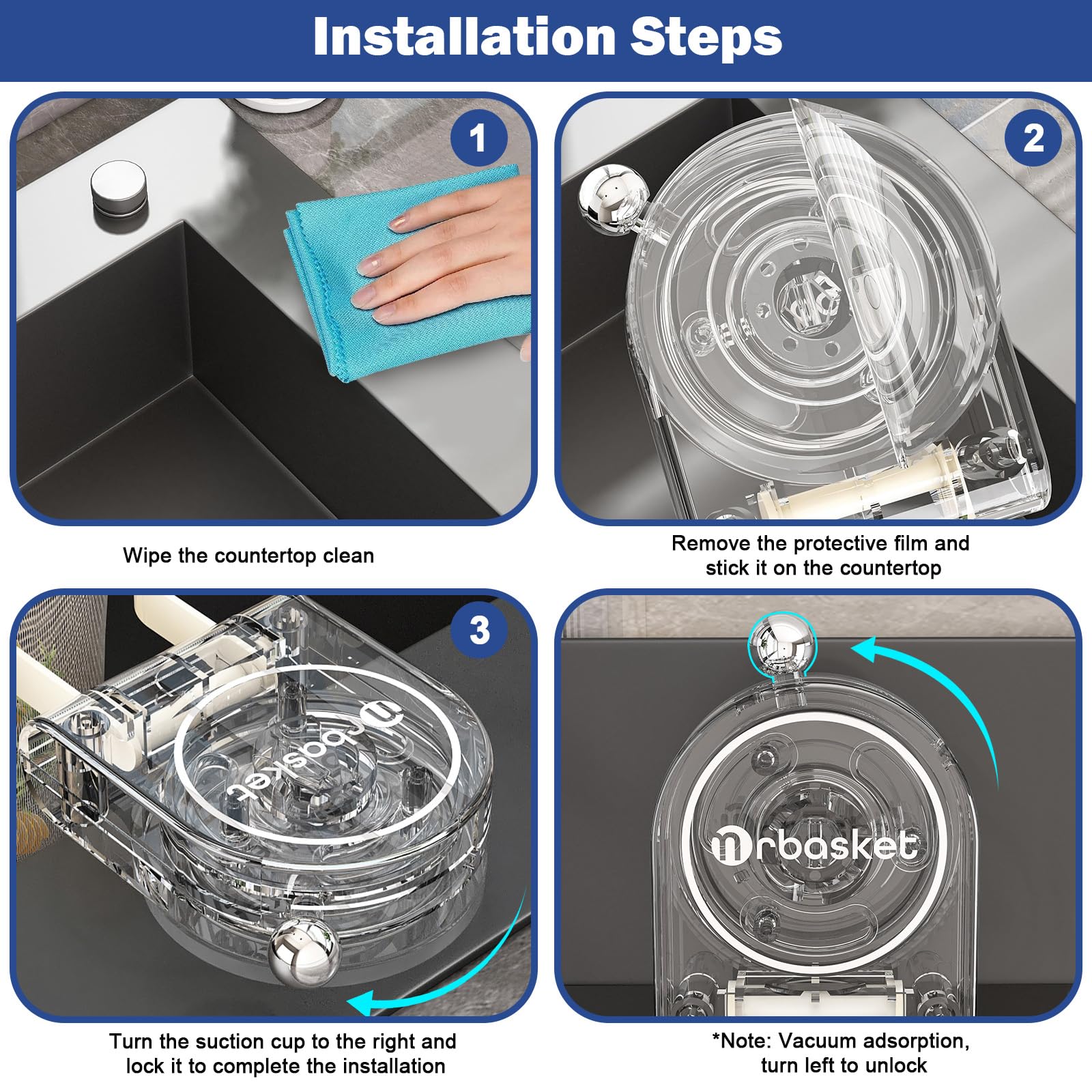 Starvortex Passoire Evier Cuisine à Ventouse, Egouttoir Evier