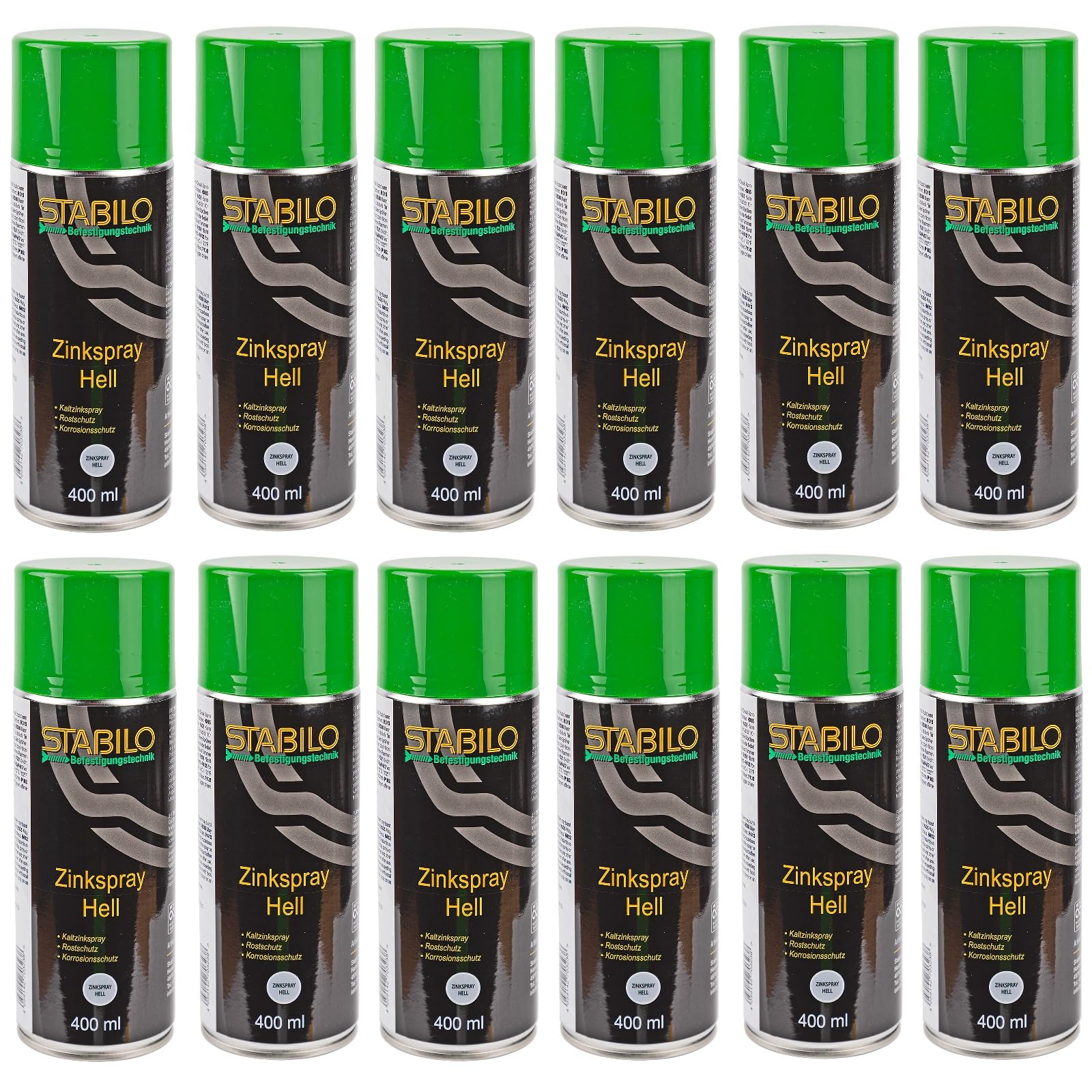12x Zinkspray hell 400ml | Rostschutz, Korrossionsschutz, Grundierung, Rostschutzfarbe – hervorragendes Haftvermögen & hohe Abriebfestigkeit | 12 Stück