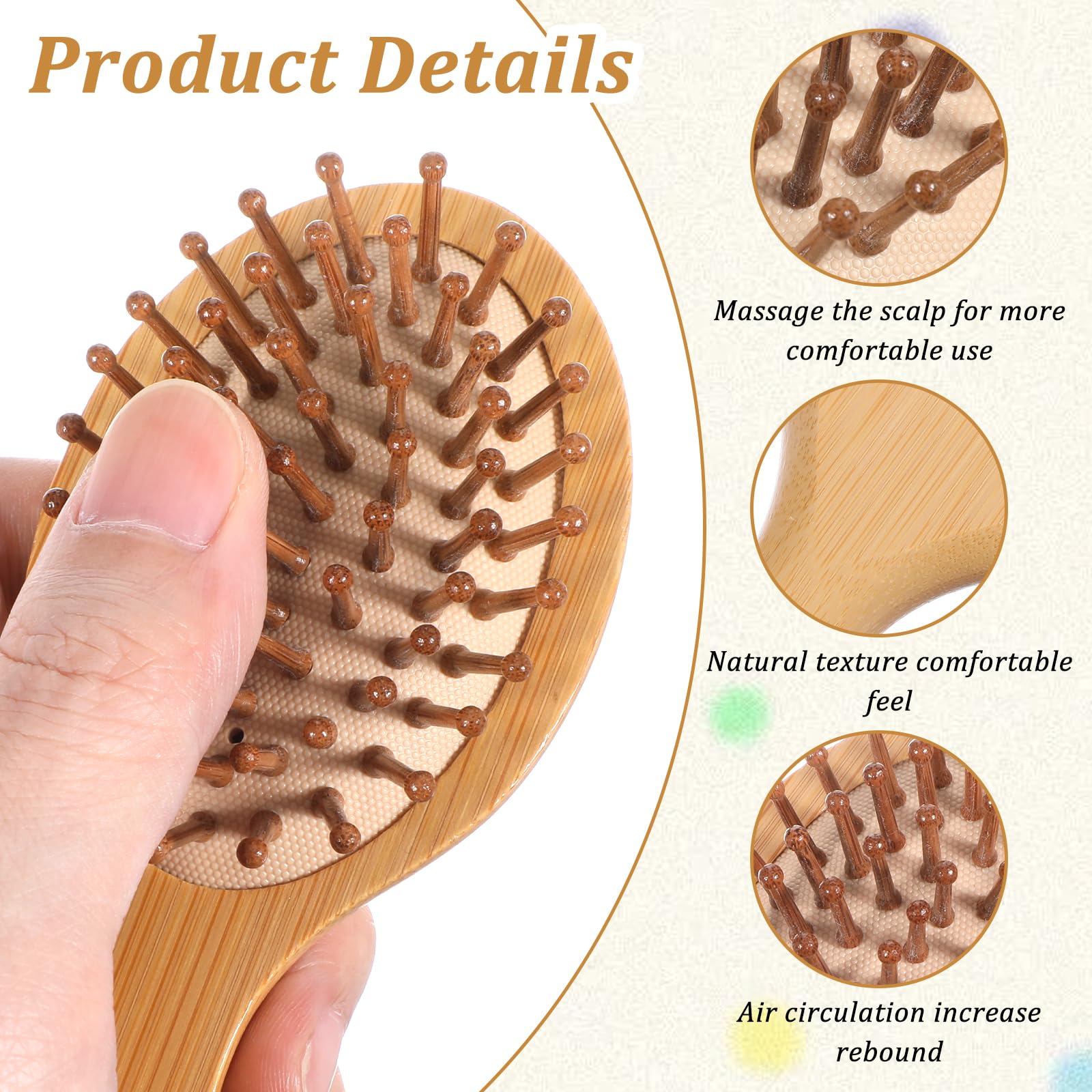 HJZHII 2pcs Wooden Hair Brush - Image 2