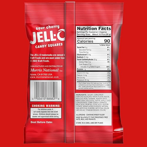 Miniatura 2 de Cuadrados de gelatina de edición limitada, gomitas con sabor a cereza agria, rellenos de tazón de caramelo y recuerdos de fiesta, 4.5 onzas,