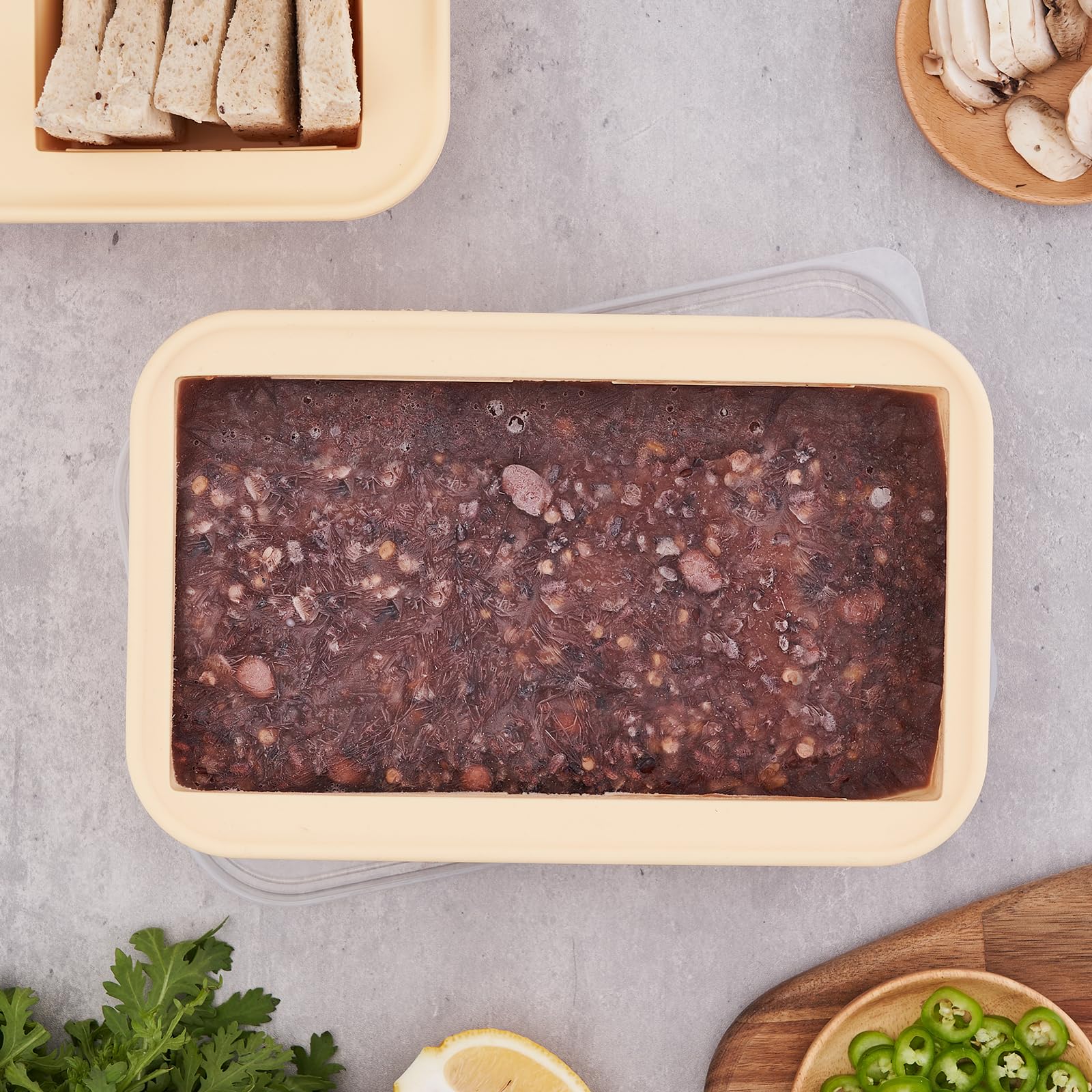 Winrock Super Eiswürfelform für 2 Tassen x 2 Portionen, große Silikon-Gefrierform mit Deckel, für Suppe und Mahlzeiten, Vorbereitung von Speiseresten, Gefrierschrank, 2 Stück