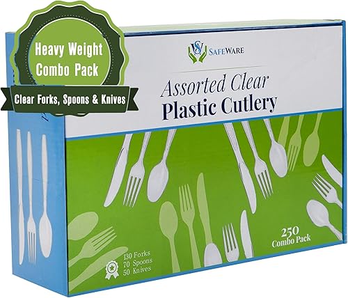 Miniatura 8 de Safeware 200 cucharas de plástico transparente, resistentes, cubiertos desechables para fiestas, barbacoas, picnic, familia, oficina, restaurante
