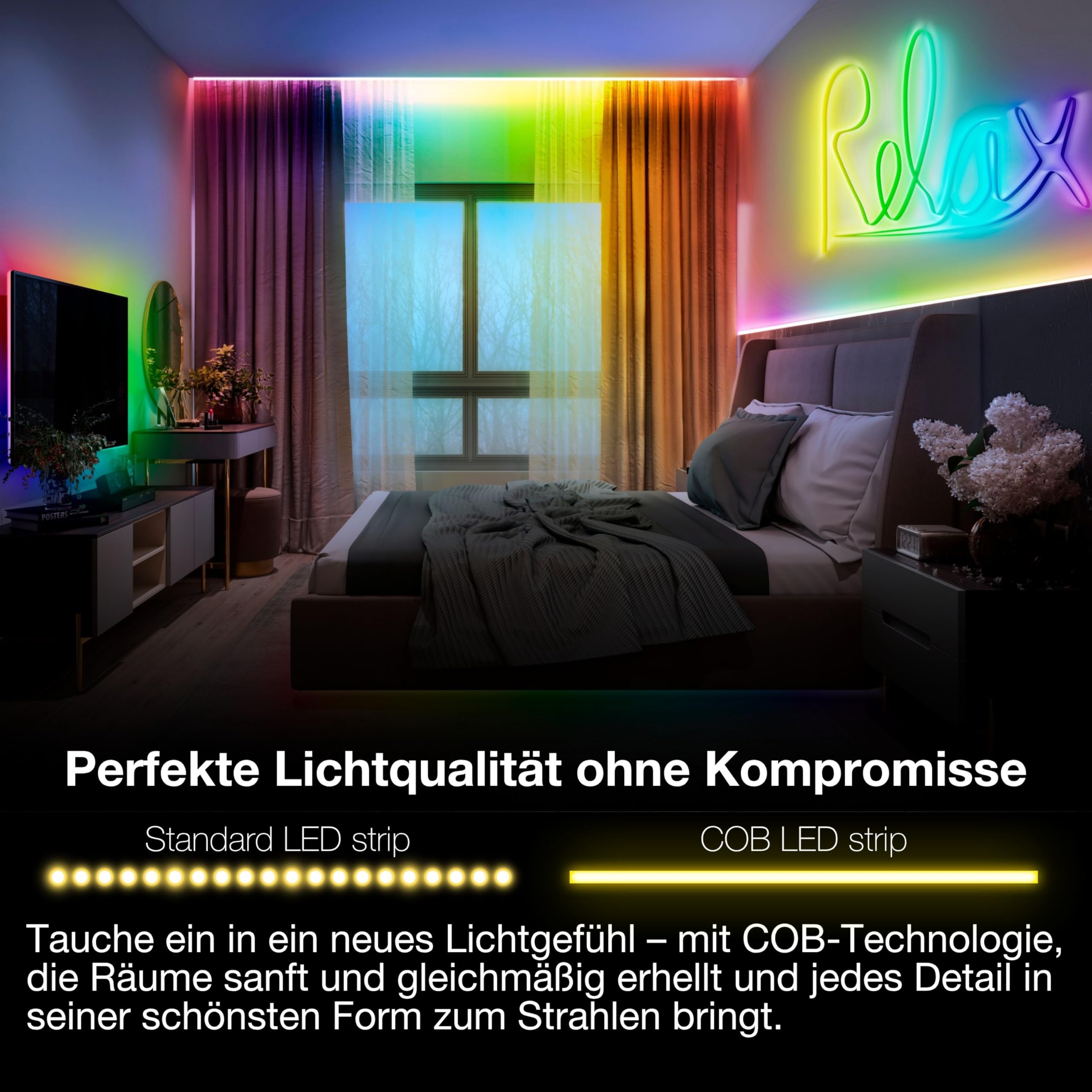 Osram SMART WIFI COB Strips 3m MGC RGB mit Fernbedienung | Smart+ Wifi COB, Silikon, Weiß, 30000 h, 1-Pack