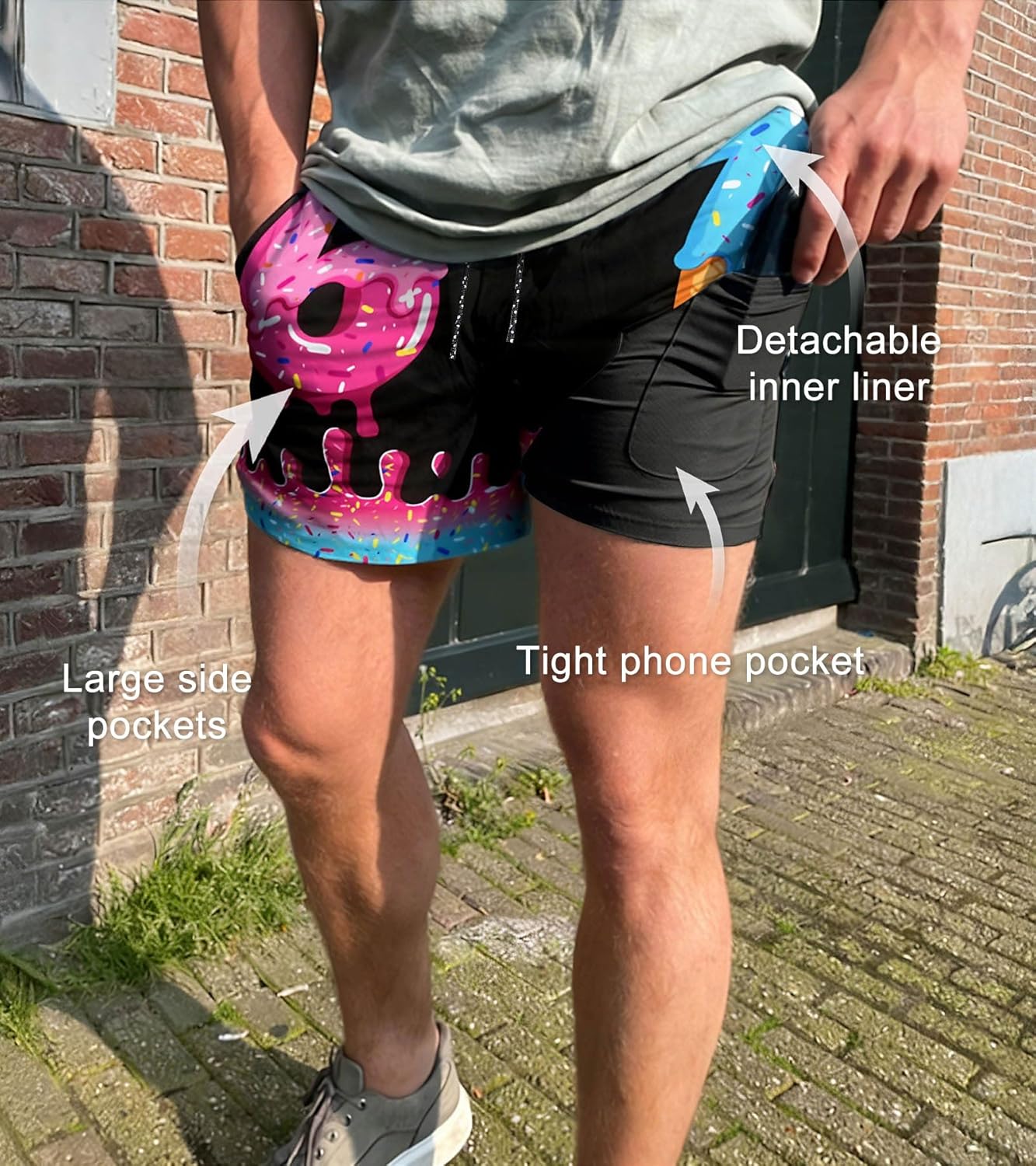 Cozople Men's 5.5" Inseam Swim Trunks Detachable Built-in Compression Liner Quick-Dry Anti-Chafing Design for Water Sports