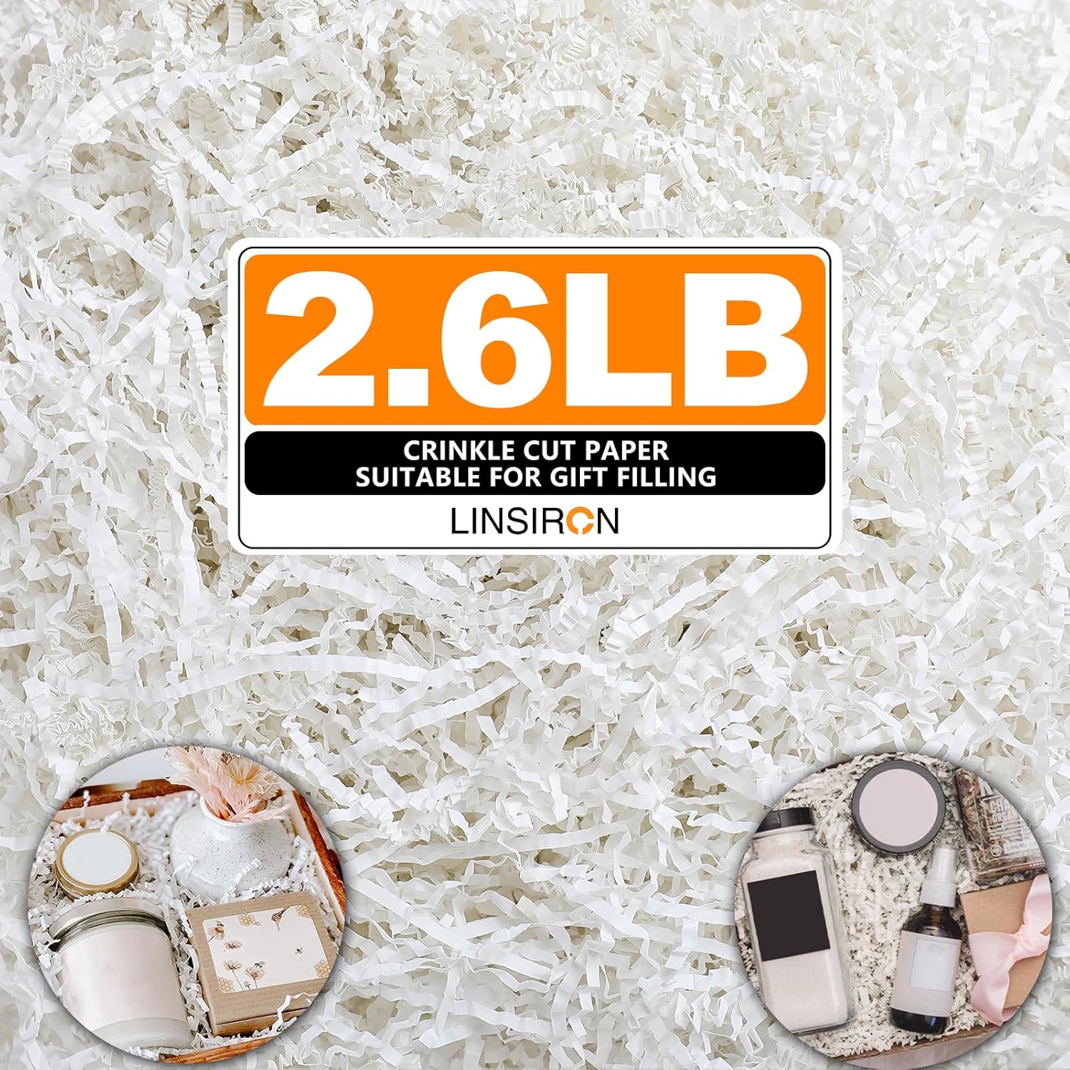 Crinkle Cut Paper Shred Filler, 2.6lb (41.6oz) White Crinkle Paper Grass Cushion Paper Streamer for Gift Box Basket Filler Christmas Wedding Birthday Handicraft Bridesmaid Wrapping Decoration