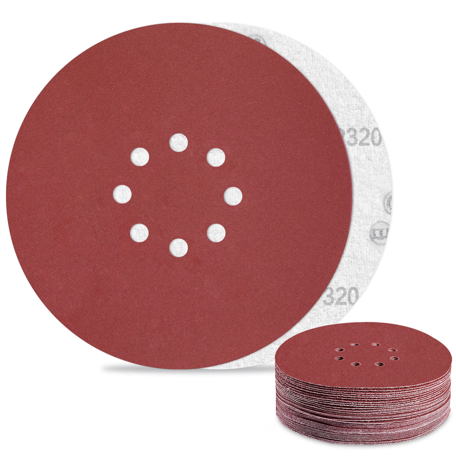 Sandpaper 225 mm 320 Grit Pack of 30 Sanding Discs for 8 Holes Drywall Sanders Ceiling Sanders Sanding Discs