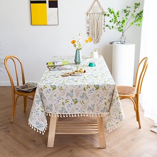 Miniatura 2 de Mantel con borla, mantel para cocina, comedor, uso en interiores y exteriores, para mesa rectangular de 55 x 70 pulgadas, elegante mantel para