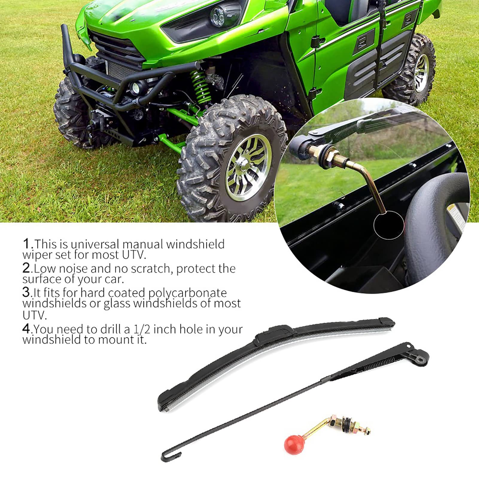[2 pezzi] Spazzola Tergicristallo Auto, Kit Universale Sostituzione per UTV e Veicoli, Set Dimensionabile con Disco di Montaggio