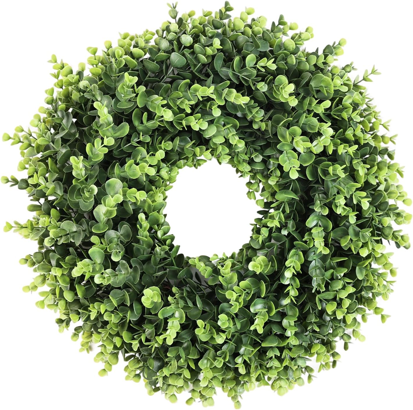 Boxwood Wreath for Front Door - 18 Inch Artificial Greenery Wreath for All Seasons, Realistic Green Leaves Wall Hanging Decoration for Indoor Outdoor, Farmhouse Porch Window Decor