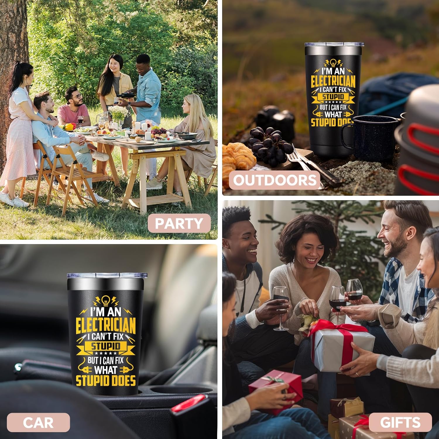 SpenMeta Electrician Gifts for Men - Cool Fathers Day, Christmas, Birthday Gifts for Electricians - I'm an Electrician I Can't Fix Stupid Tumbler Cup 20oz - Image 8