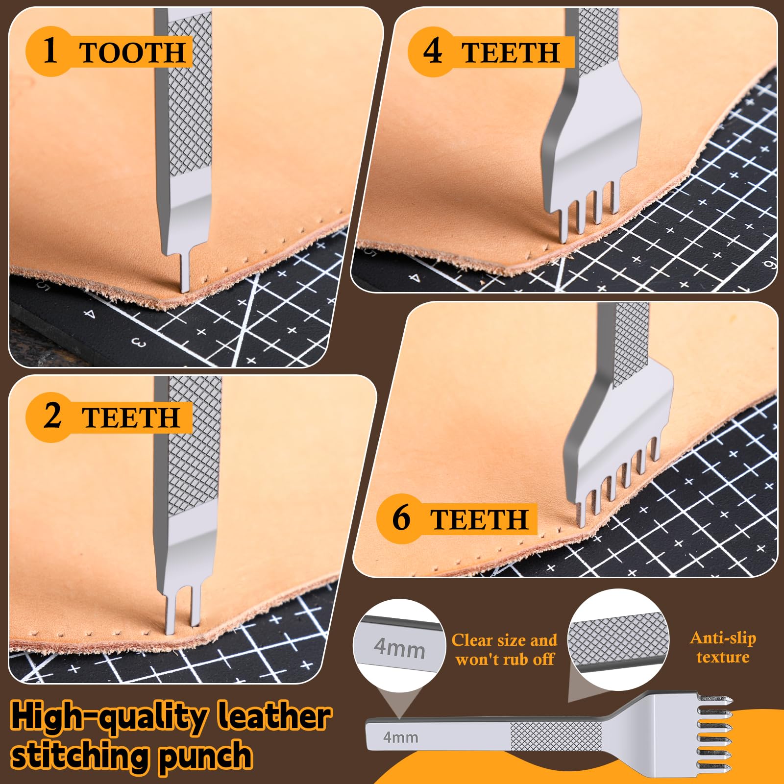 Leather Working Tools Kit - Knife, Burnisher, Punch -3
