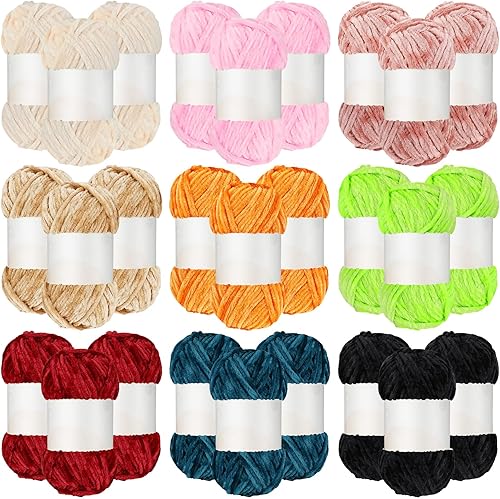 Miniatura 1 de Timgle 27 Skeins Crochet Yarn for Crocheting Knitting Chenille Yarn Bulk 2362.5 Yards Blanket Yarn Soft Plush Yarn Bulky Fluffy Yarn for Beginners