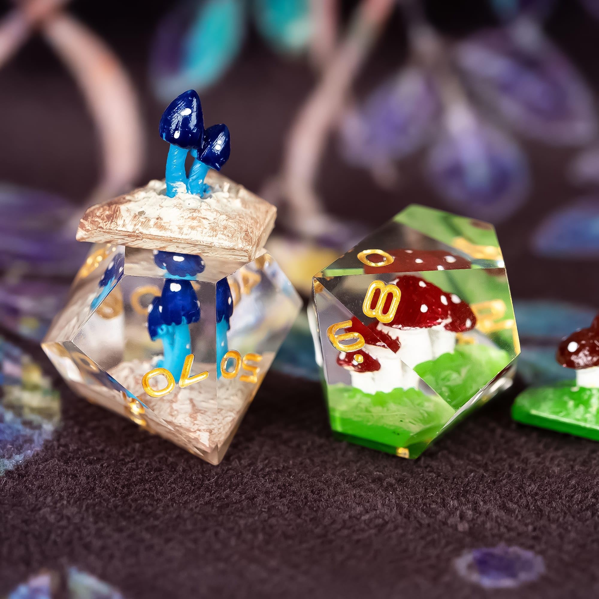 Cusdie 7-Piece Sharp Edges DND Dice Set including Colorful Mushroom in Elegant Box Perfect for RPG Tabletop Gaming Dungeons and Dragons Role Playing Game - Image 4