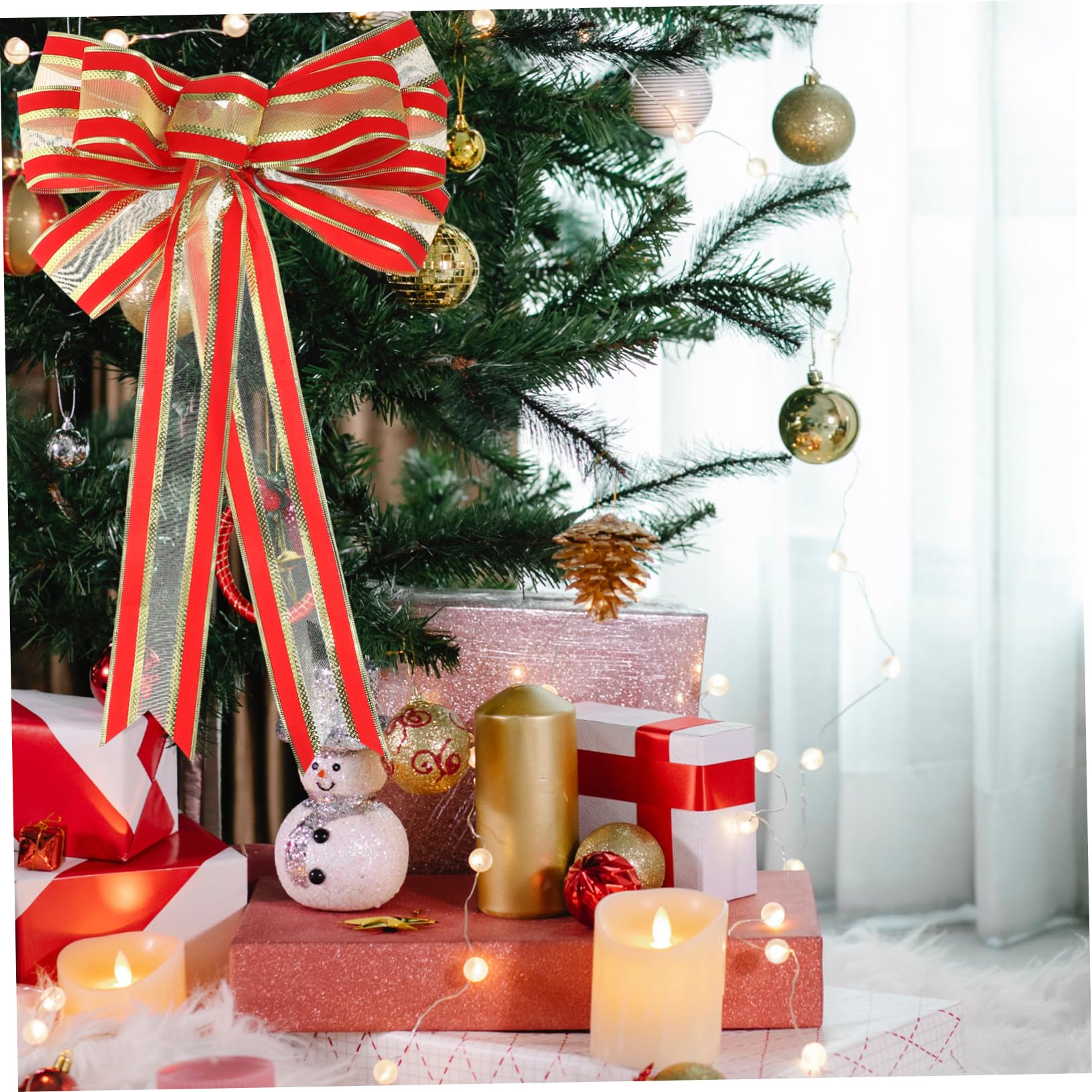 Ciieeo 3st Bogen-anhänger Winterschleife Für Die Haustür Weihnachtsbaum-schleifenspitze Rot Weihnachtsbaumschleifen Schranktür-bandschleife Christbaumschmuck Weihnachtsschmuck Stoff