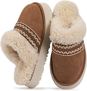 HHUQ Slippers for Women, Winter House Slippers Indoor Outdoor, Fuzzy Platform Slippers Womens