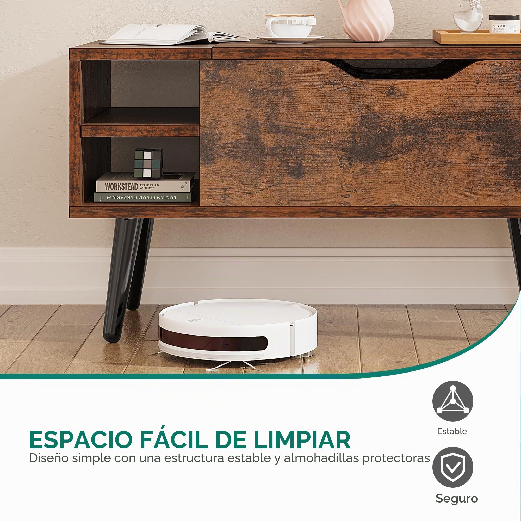 YITAHOME Mesa de Centro Elevable con Compartimento Oculto, Estante de Almacenamiento Ajustable, Elevador de Resorte, Mesa de Centro con Almacenamiento para Sala de Estar, 80x40x61,5cm, Marrón Rústico