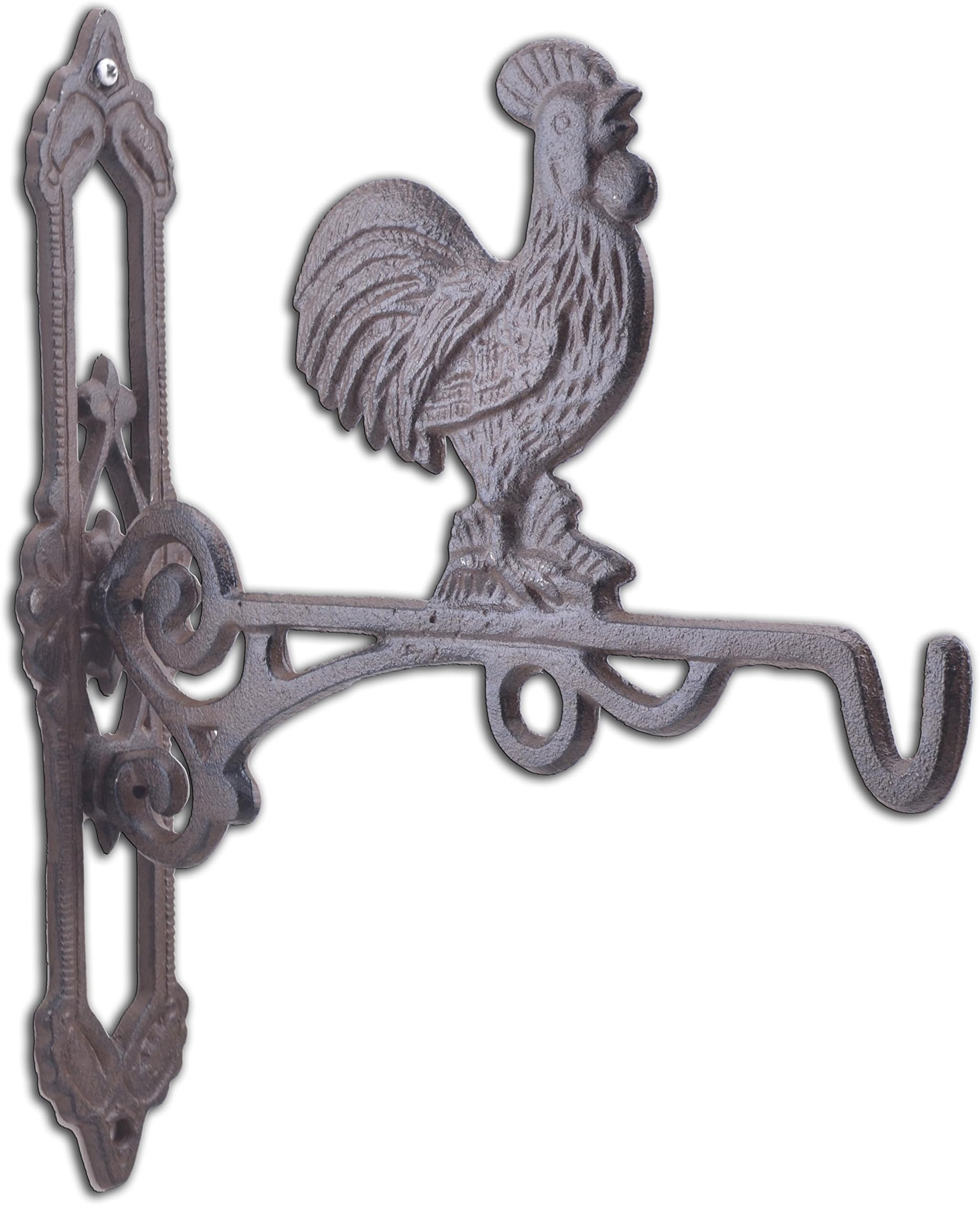 Crowing Rooster Plant Hanger Flower Basket Hook Bracket 10.75" Deep