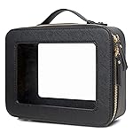 LETGO Clear Makeup Bags, TSA Approved Toiletry Bag with Zipper, Clear Makeup Organizer Large Fit Carry-on Travel Essentials,Clear Cosmetic Bags for Women Men (Large-Black)