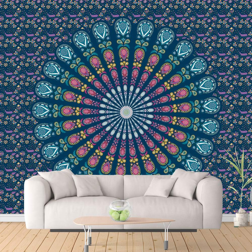 Nunubee Print Polyester Wall Tapestry Hippie Tapestry Decorative Wall Hanging Tapestries Dorm Bedroom Home Decor Mandala #1-59x79 Inch / 150x200 CM