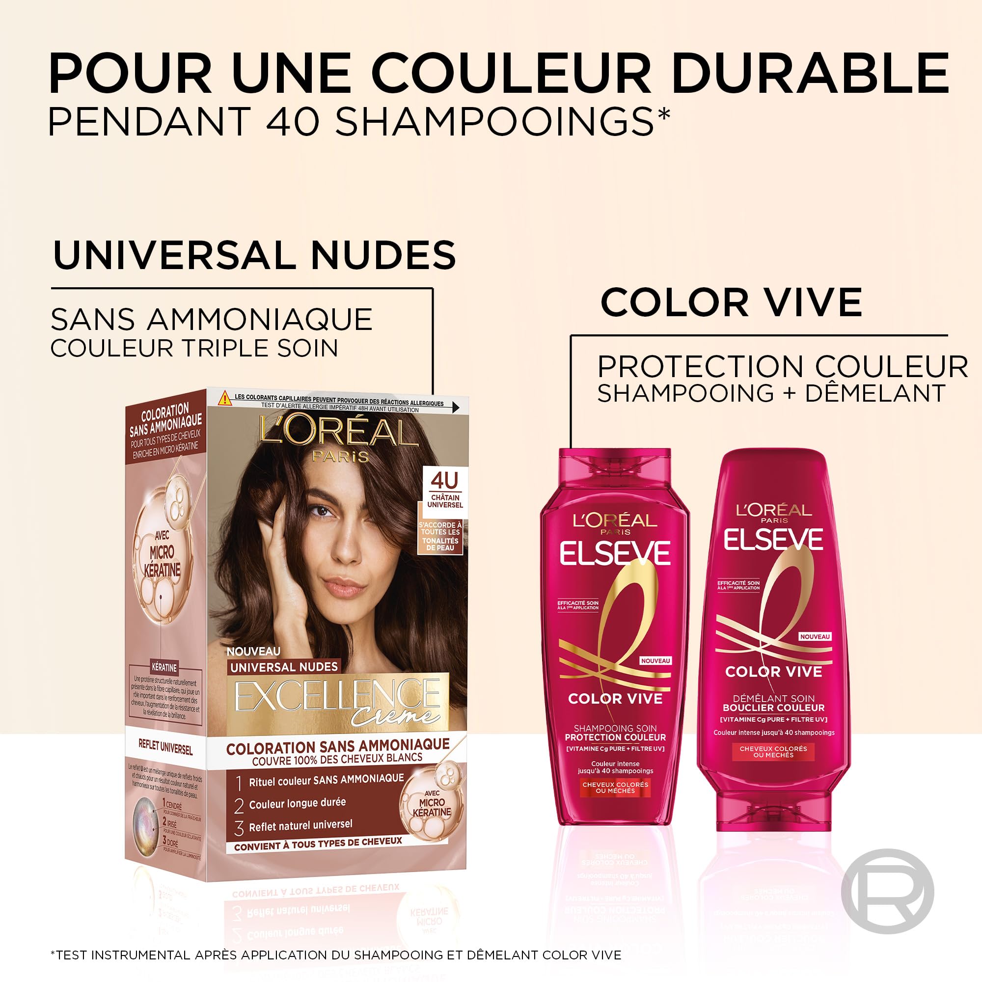 L’ORÉAL PARIS - Coloration Cheveux Permanente - Longue Durée - Résultat Naturel & Lumineux -Couvre 100% des Cheveux Blancs - Excellence Crème Universal Nudes - Nuance : Blond Très Clair Universel (9U)