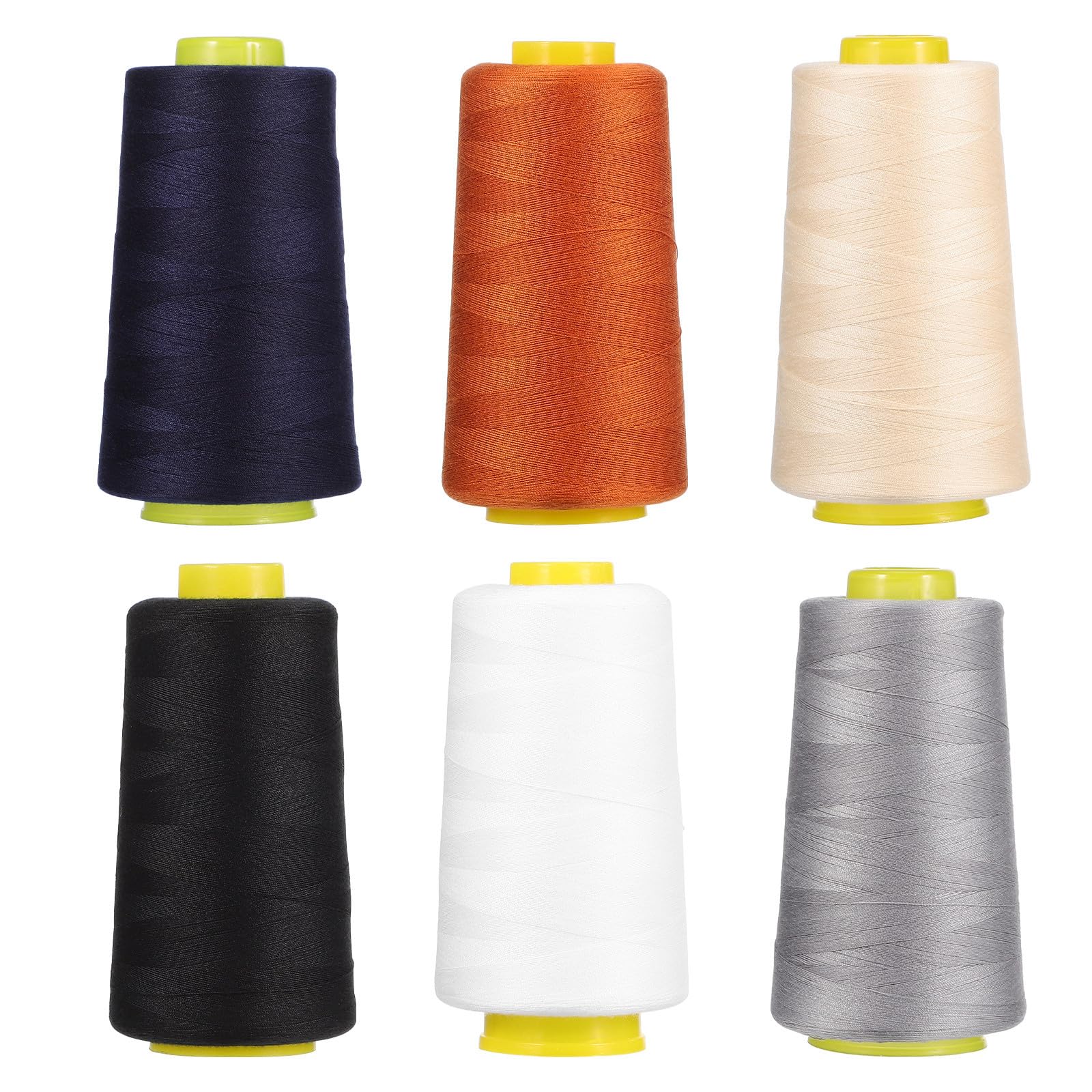 de Hilo de Coser 6 Bobinas de Poliéster 3000 Yardas Color Resistente para Máquina de Coser y Bordado para Confección de Ropa