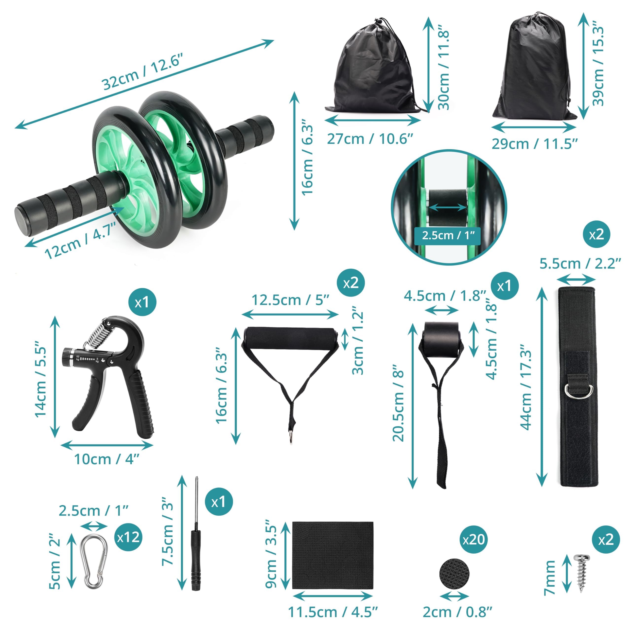 Belle Vous Planche de Musculation Portable pour la Maison - 20-en-1 - Entraînement de tout le Corps - Pompes - Ab Rollers - Élastiques de Musculation Accessoires - Homme et Femme