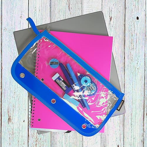 Miniatura 7 de BAZIC - Estuche para lápices de 3 anillos con agujeros de anillos reforzados con remaches, 11.5 x 6.5 pulgadas, color transparente, bolsa con