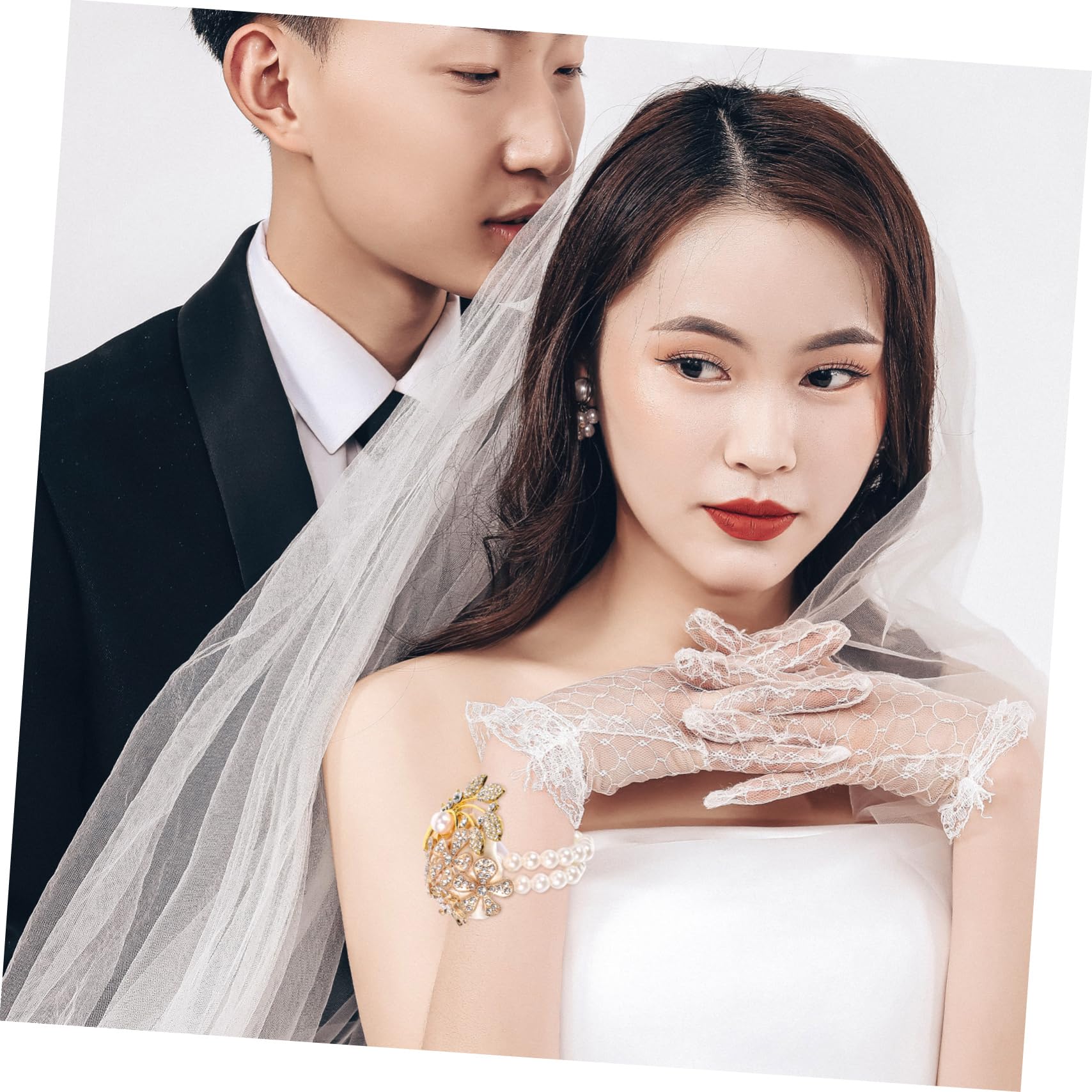 FOMIYES Decorazione Floreale da Polso per Ballo di Fine Anno per Ragazze per Donne per Matrimonio per Damigella d'Onore per Bouquet Bracciale con Strass per Addio Nubilato