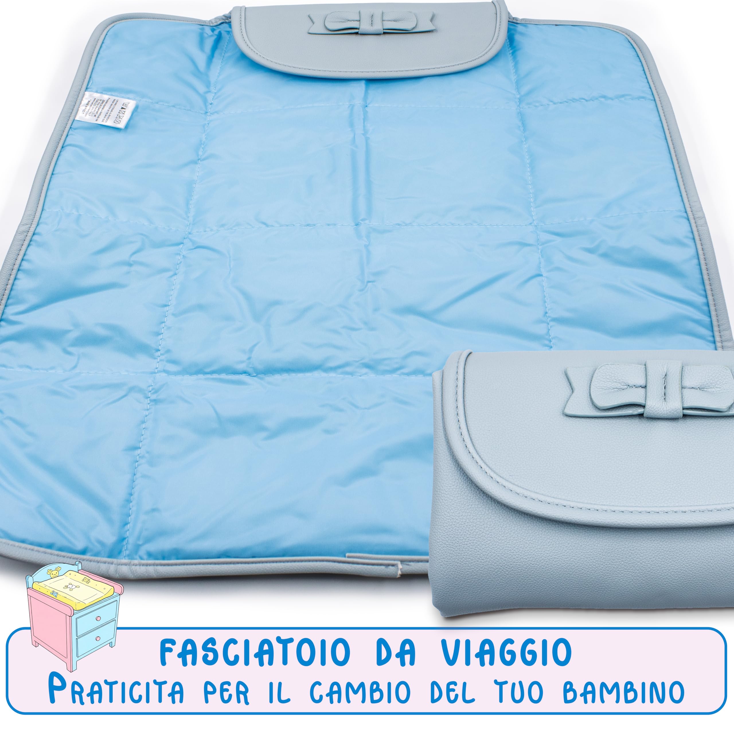PASTELLO - Set Borsa Nascita Multifunzione con Accessori Inclusi, Borsone Mamma per Cambio e Viaggio, Con Fasciatoio, Portabiberon Termico e Portaciuccio (Art. SETN02)