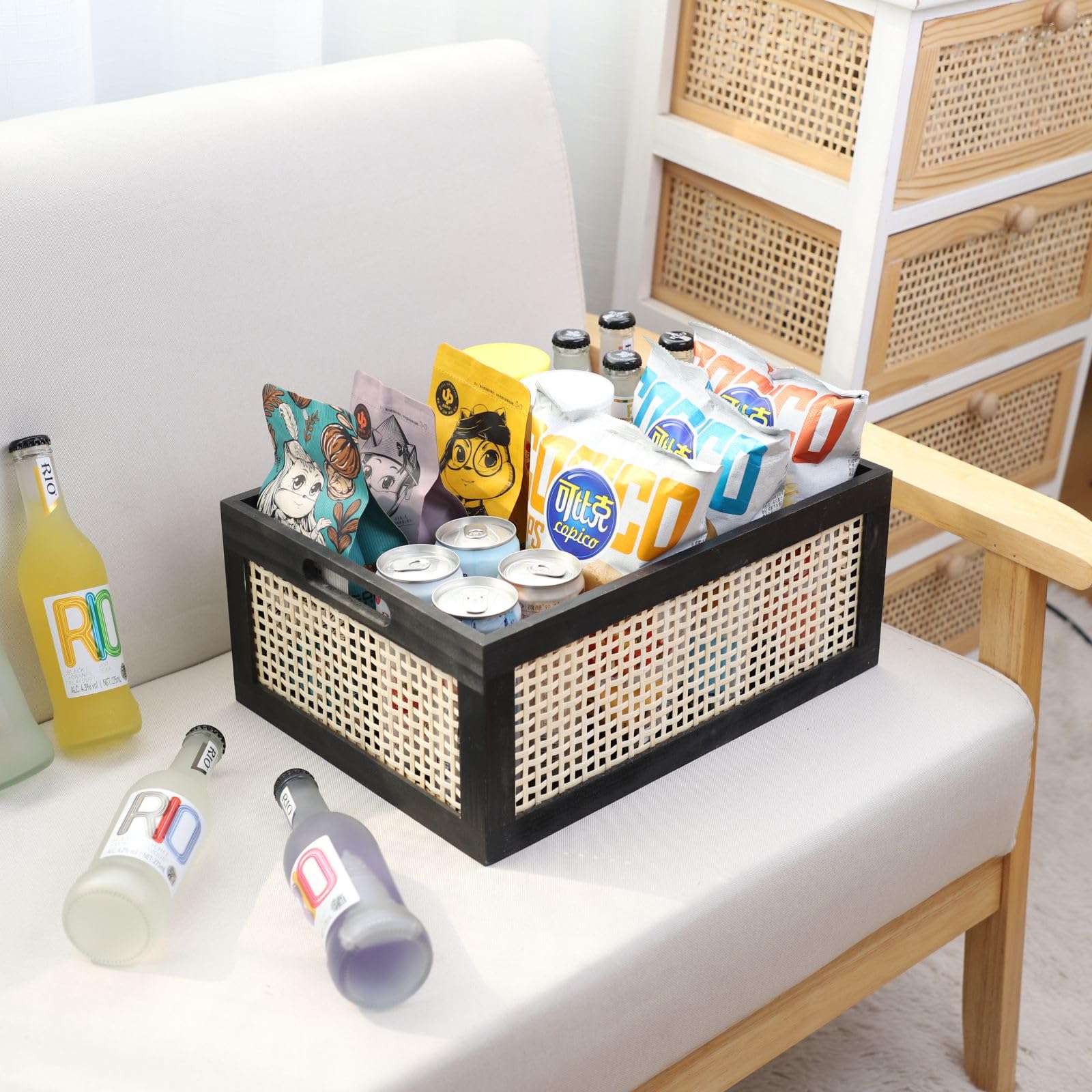 Cesta De Almacenamiento Tejida A Mano Con Pajita Decorativa | Envío Gratis