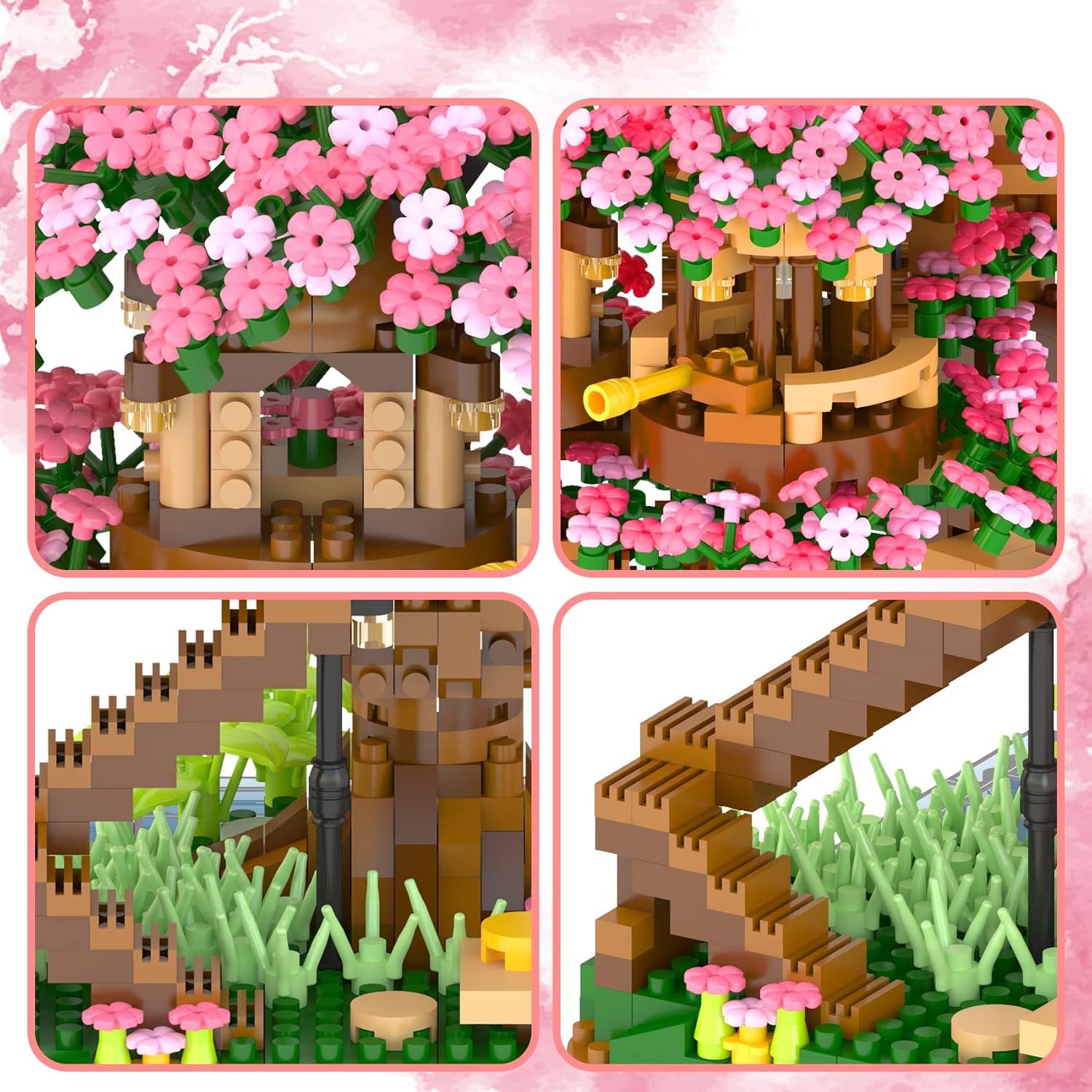 Bibilock Cherry Bonsai Tree Building Sets for Girls,Micro Mini Building Blocks of Cherry Blossom Bonsai Tree kit,2008pcs Mini Bricks Sakura Tree House, Good Gift for You