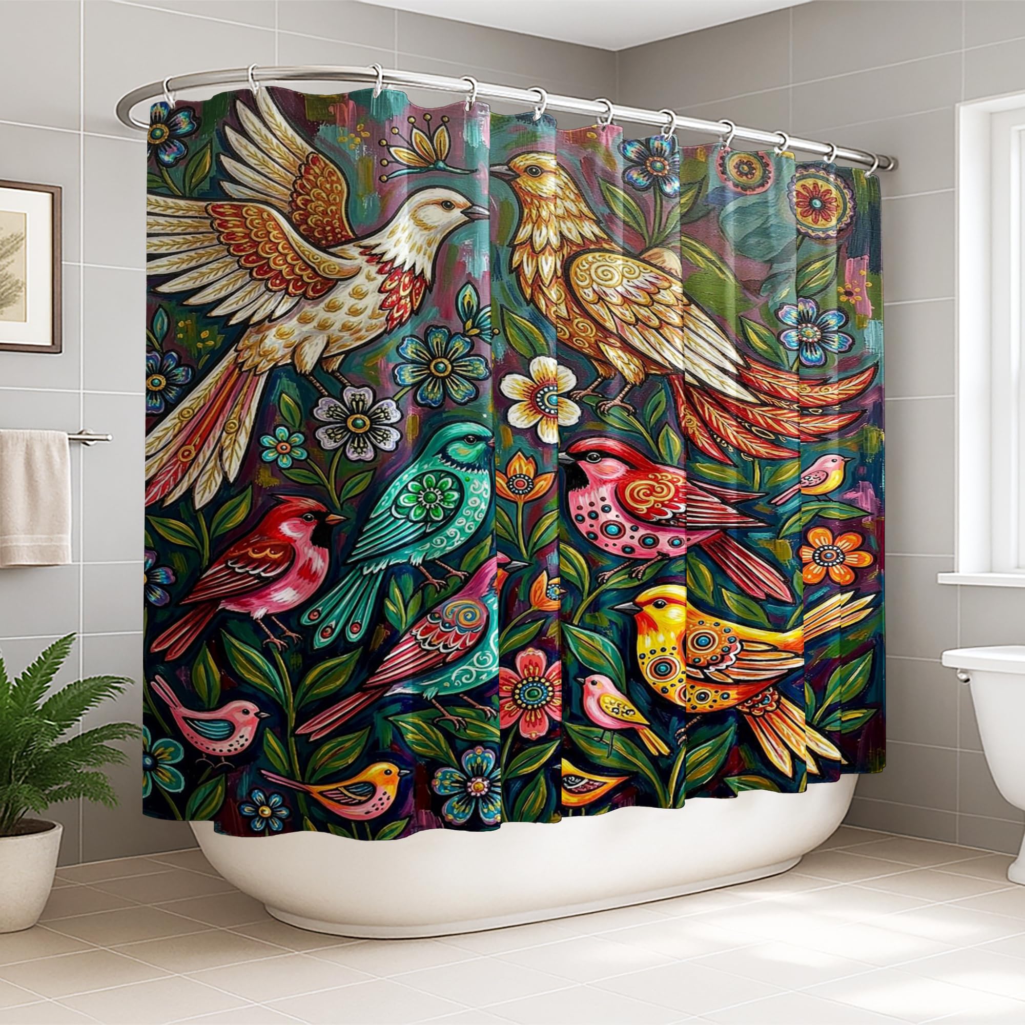 Rideau de douche en tissu imperméable de 274 x 183 cm motif fleur