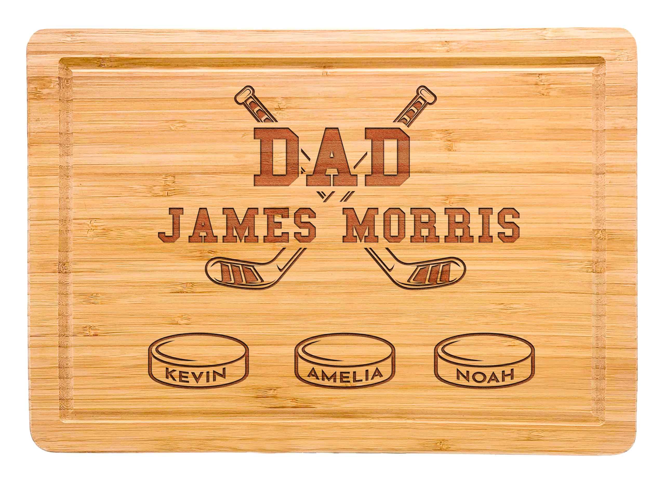 Personalized Hockey Gifts For Men, Fathers, Grandpas, Custom Cutting Board with Kids Names for Hockey Lover Dad, Papa, Fathers Day Gifts from Wife, Son, Daughter, Grandkids, Hockey Dad Sign Home Decor