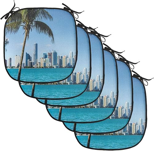 Miniatura 89 de Lunarable Cojín retro para silla, dibujo de chica a la moda en tierra primavera campo margaritas arte, acolchado de asiento para cocina y patio con