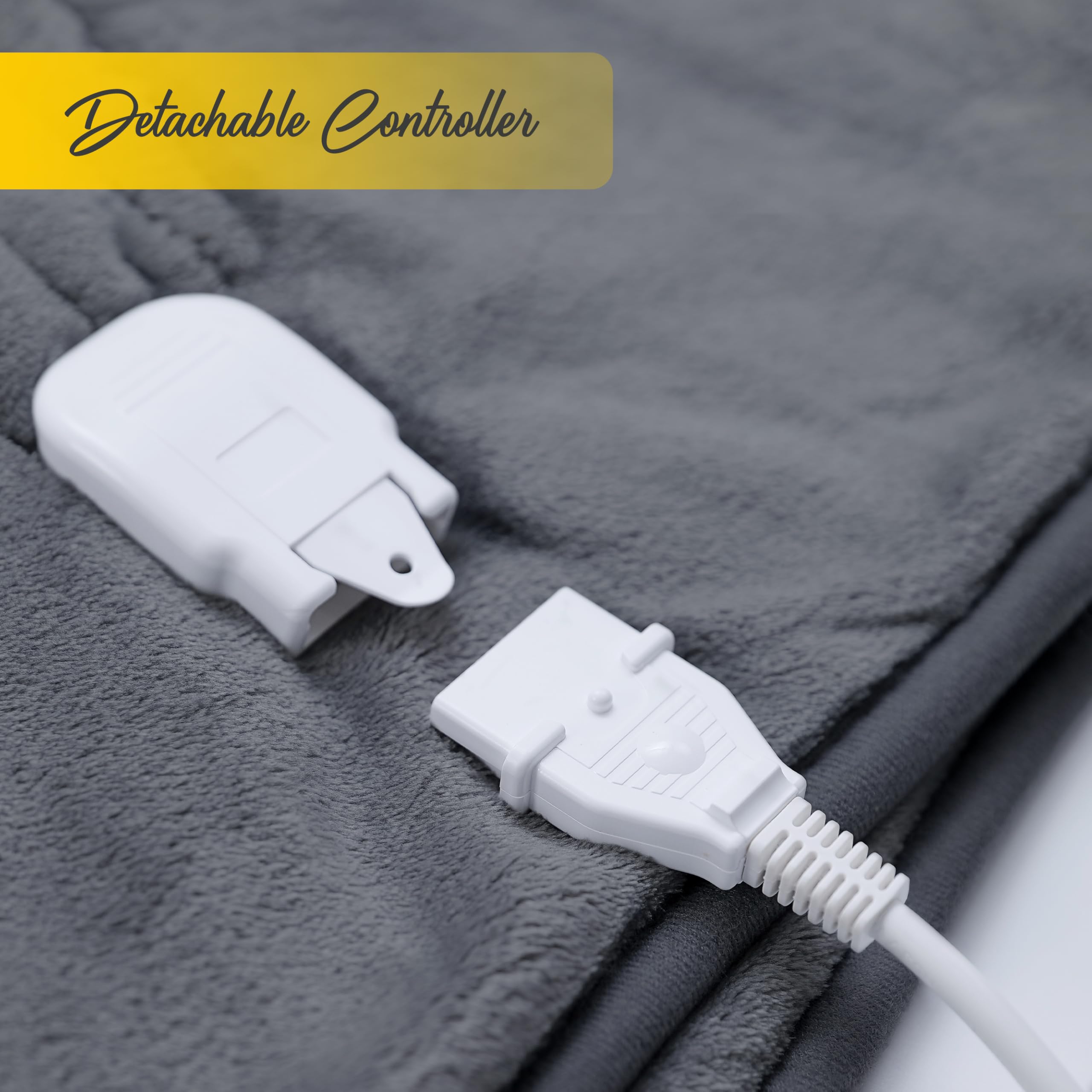 Air Pro Heated Throw - Electric Blanket - Digital Controller - Timer up to 9 hours, 6 Heat Settings, Auto Shutoff - Machine Washable - Double 150x200cm - Grey Shearling