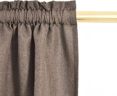 Miniatura 5 de Juego de 3 cortinas y cenefa marrón para ventana de cocina, cortinas para ventana de cocina sobre el fregadero, cortina de baño pequeña con textura