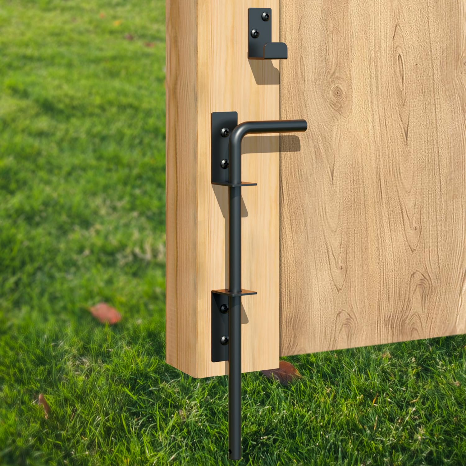 12" Cane Bolt Gate Drop Rod Heavy Duty Gate Hardware, Gate Ground Latch for Wood Metal Vinyl Gates Doors Stopper for Gate Ground, Wrought Iron Gate Latches, Black Finish-1 Pack-image-36