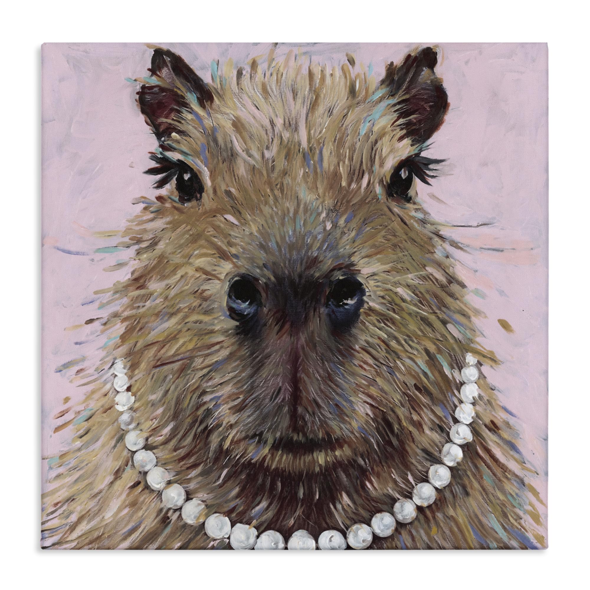 Capybara Pearl Necklace, 24 x 24 Inch Canvas Wall Art