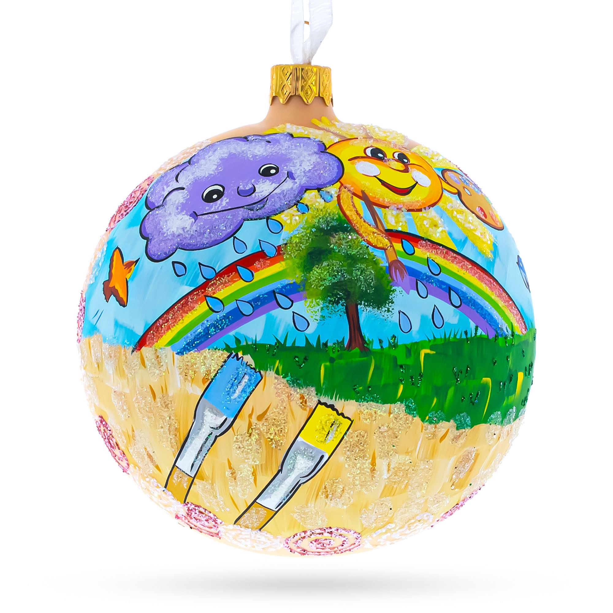 Boule en verre Décoration de Noël I Love Art l'art de l'artisanat BestPysanky