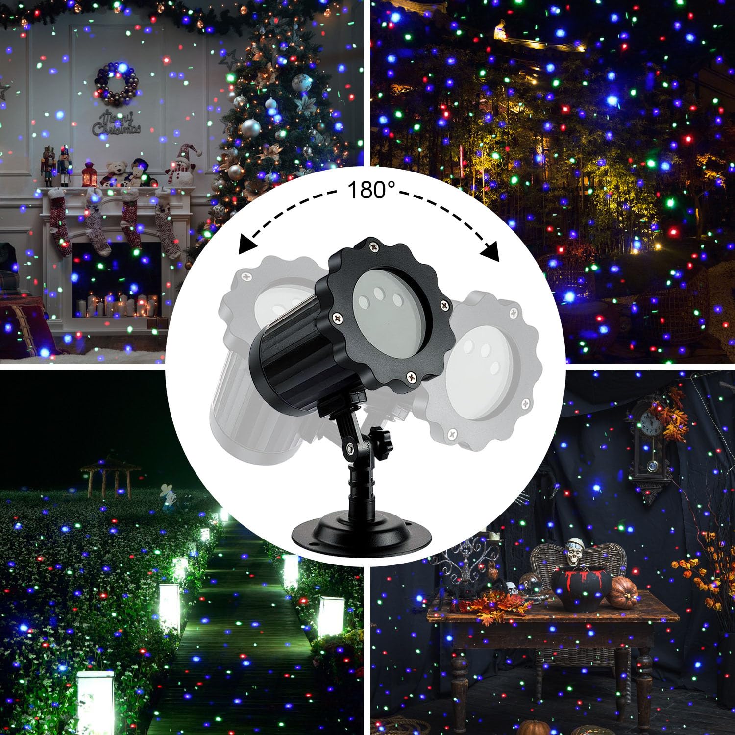 Lampada proiettore nevicata con telecomando, luci natalizie impermeabili IP65, protezione termica integrata, ideale per uso notturno all'aperto