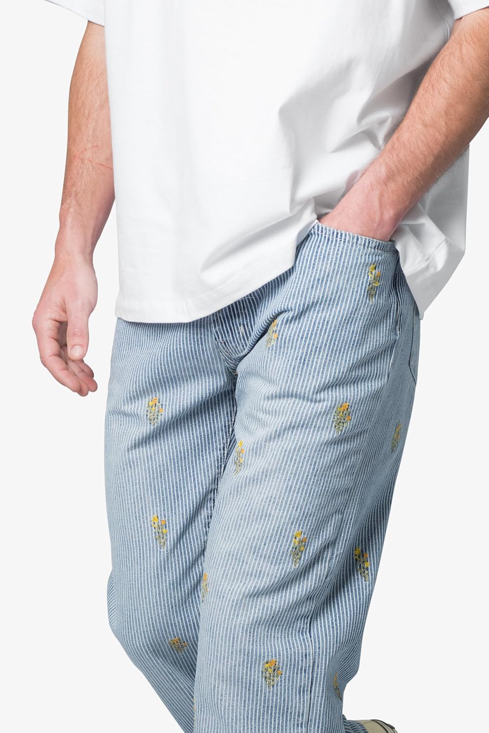 mnml Men's Mnml Men's V656 Pinstripe Flower Denim