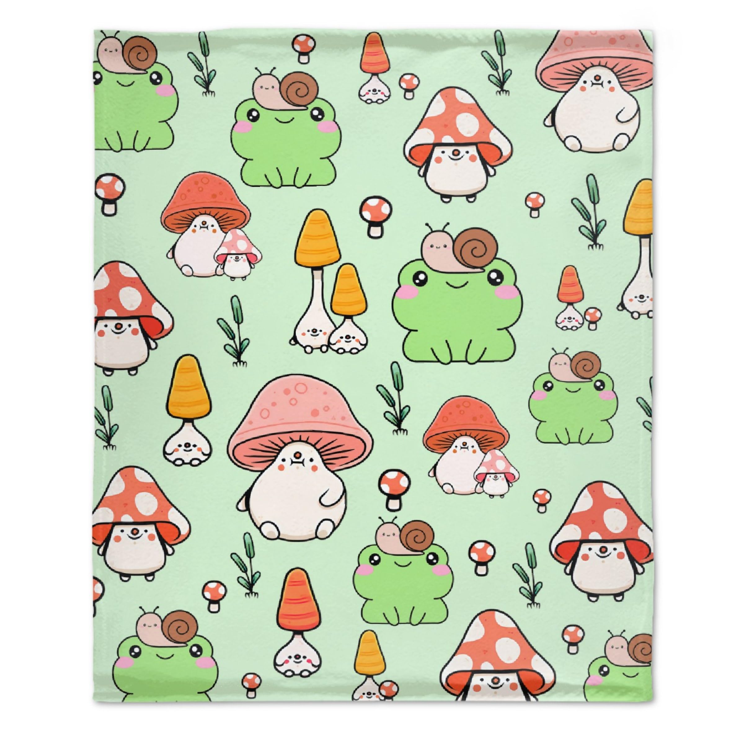 Prabhutaratna Frog and Mushroom Blanket Soft Cozy Throw Blankets Flannel Blankets for Couch Bed Living Room 60