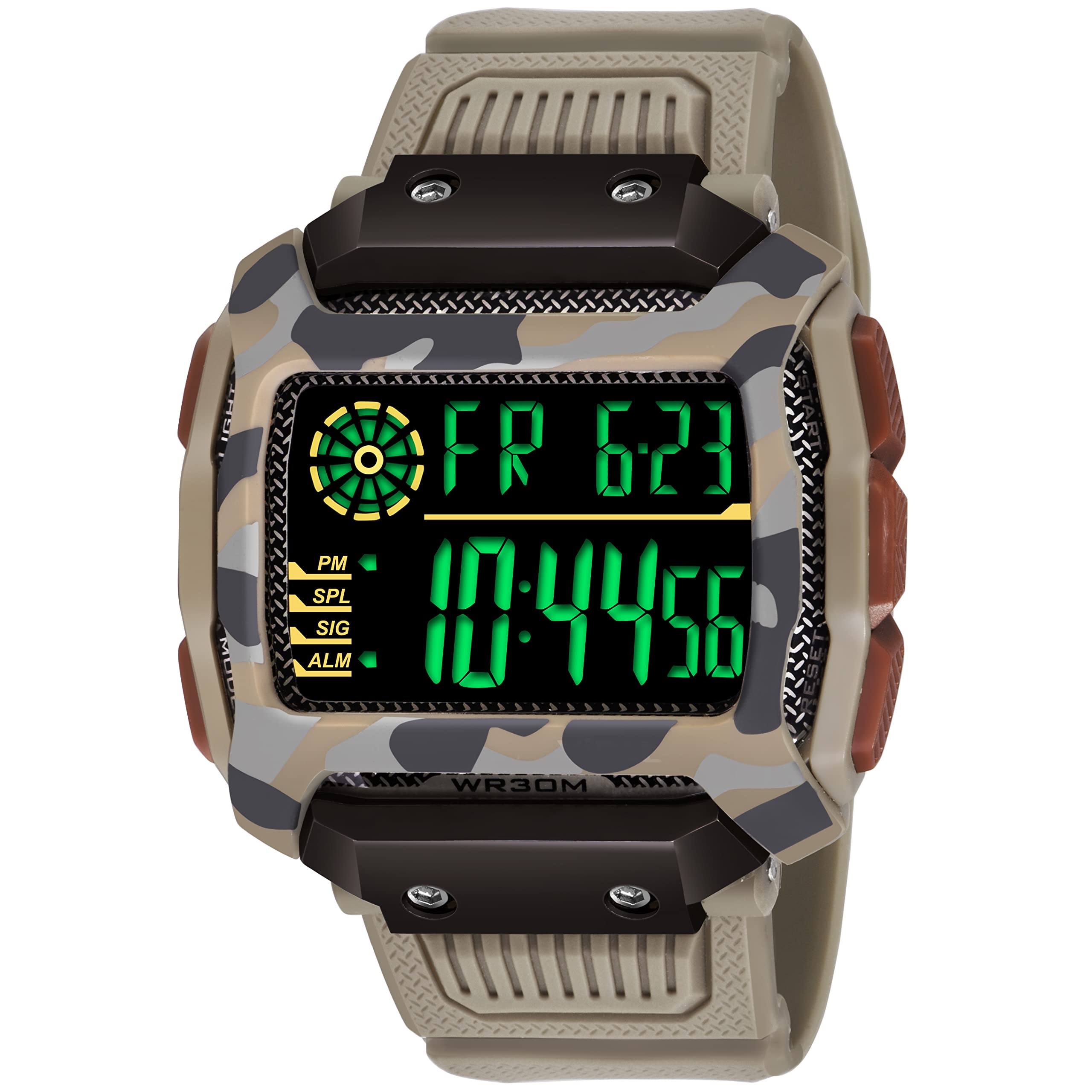 Shocknshop Plastic Sports Army Digital Black Dial Watch For Men And Boys (Black Dial And Khaki Strap)-W29, Beige Band (B09RKDJZ7W) Amazon Price History, Amazon Price Tracker