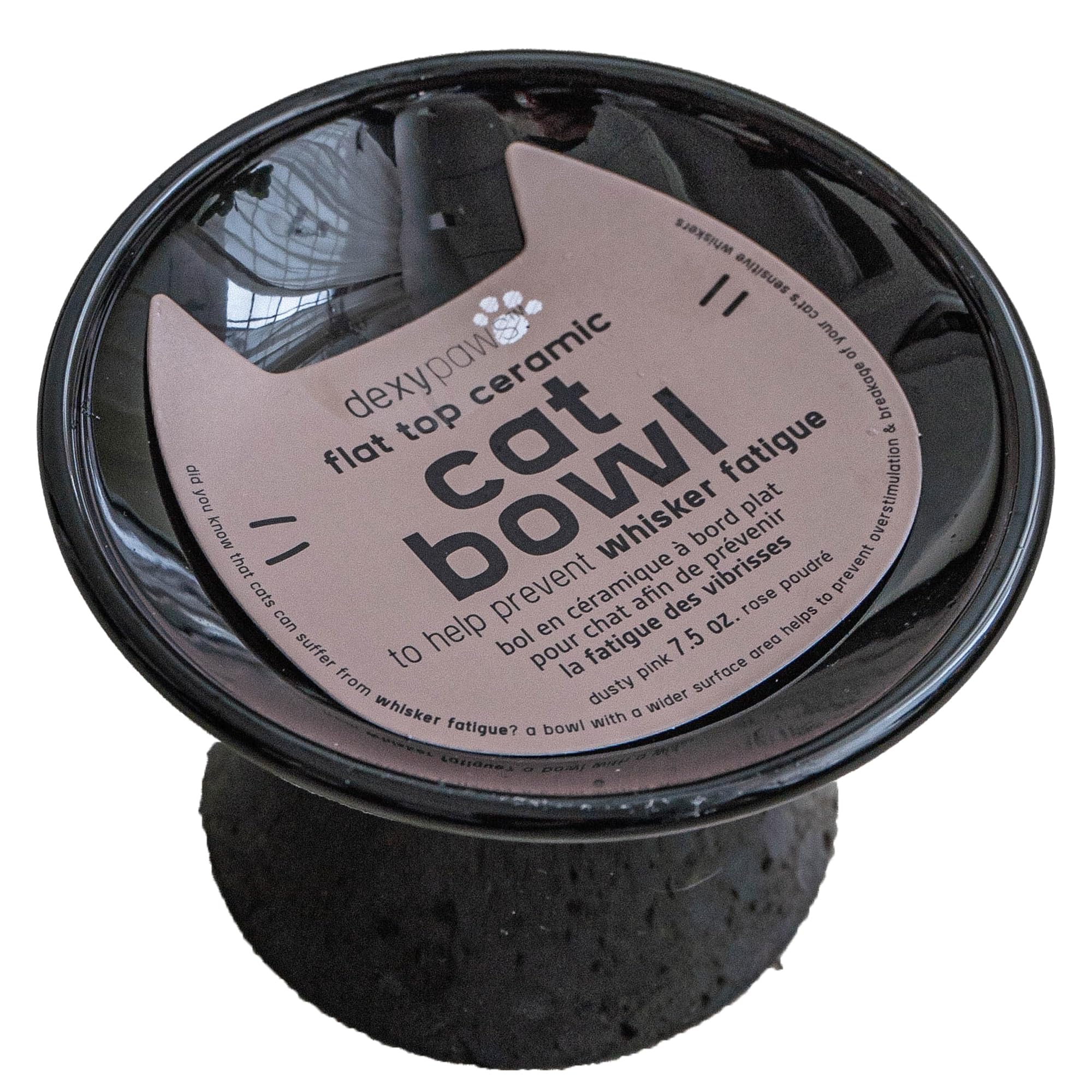 Amazon.com : Dexypaws: Flat Top Ceramic Bowl for Cats - Black