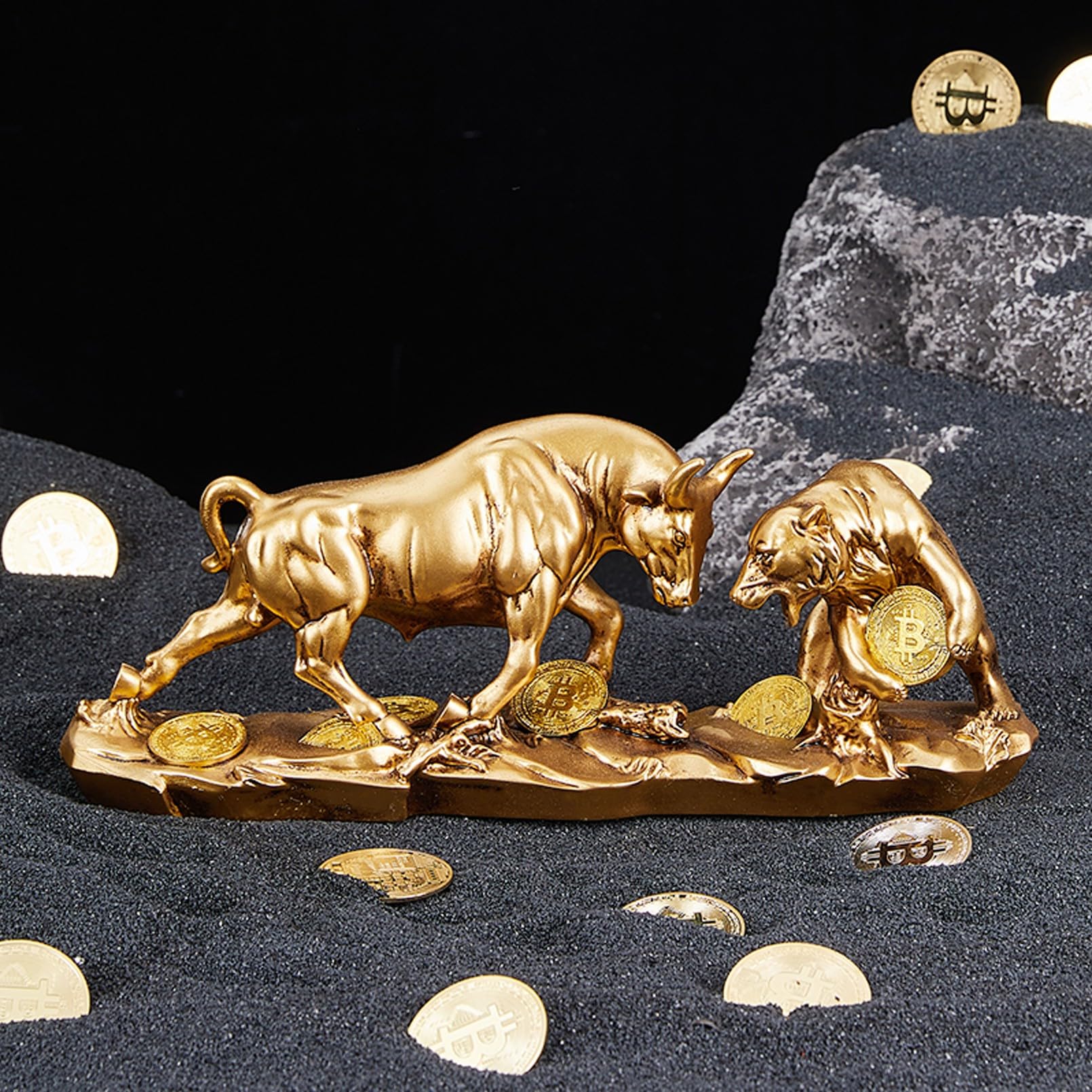 Amazon.de: Cutfouwe Börse Bulle und Bär mit Bitcoin - Harzskulptur Deko für  Krypto-Enthusiasten,Gold,28cm
