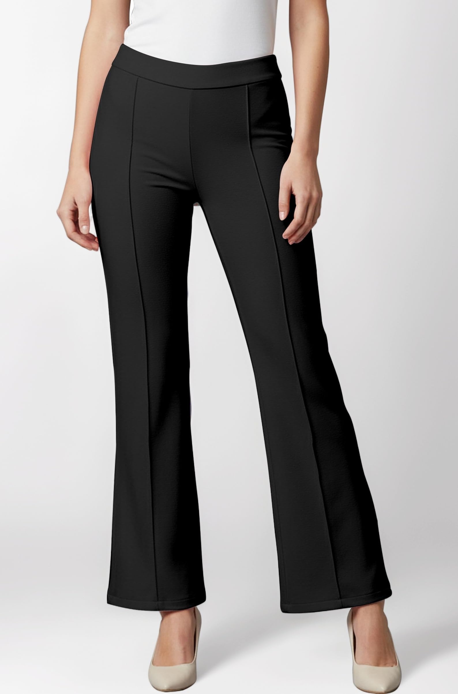 Mehrang Cotton Blend Bootcut Parallel Trouser Pants for Women Regular Fit, Bellbottom Straight Pants for Womens