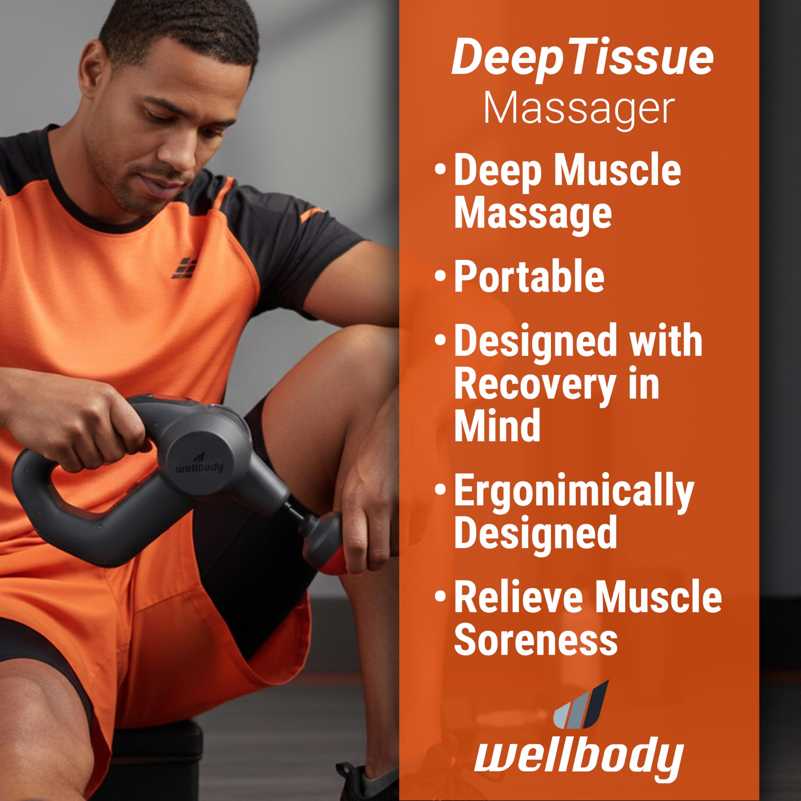 Wellbody 5 | Pistola per massaggio termico | Dispositivo di massaggio profondo dei tessuti | Tecnologia Heatball | Portatile portatile silenzioso | Strumento di massaggio per i muscoli | Tutto in