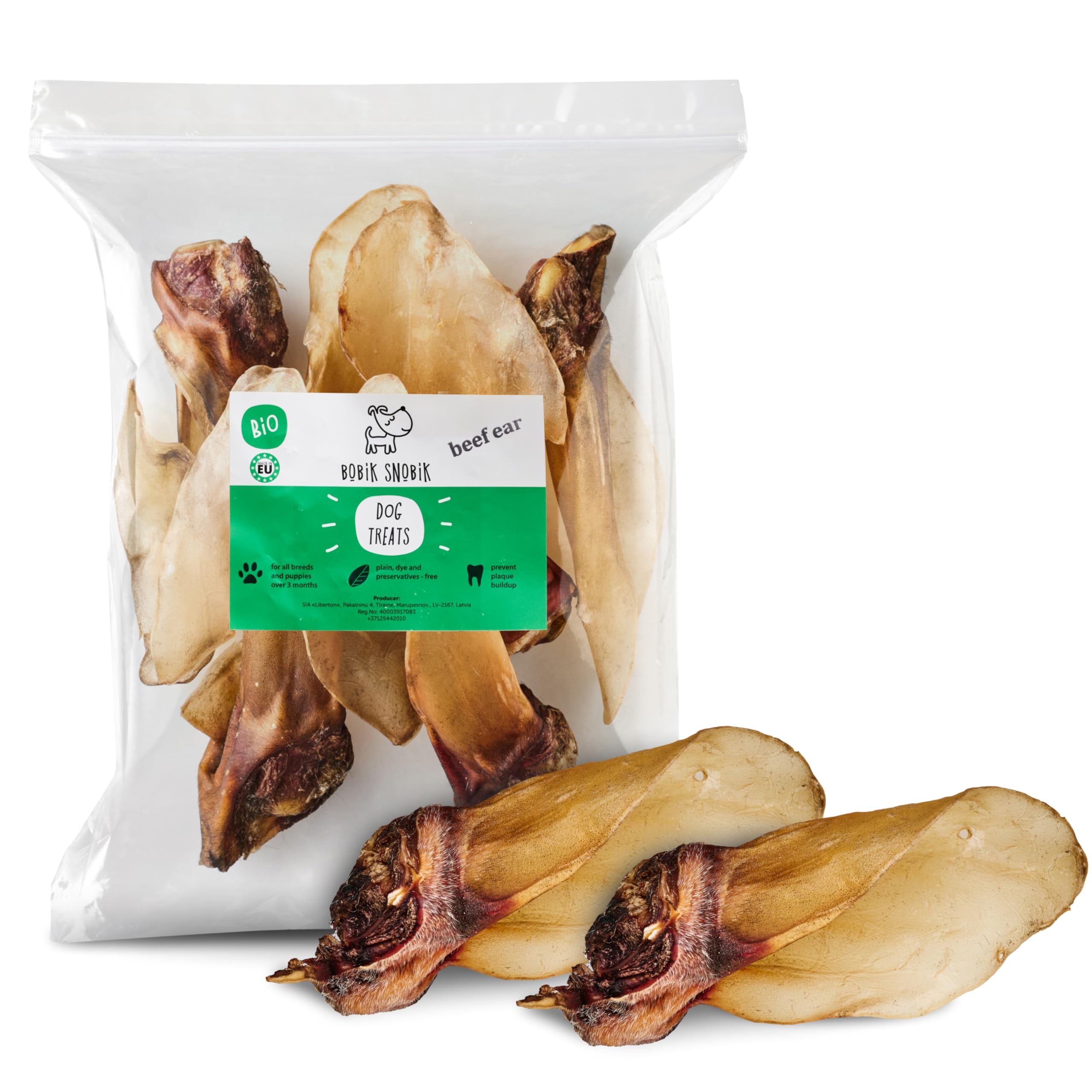 Snacks Naturales & premios para Mascotas – Oreja de Vaca XXL sin aditivos, Alto en proteína, 500 g
